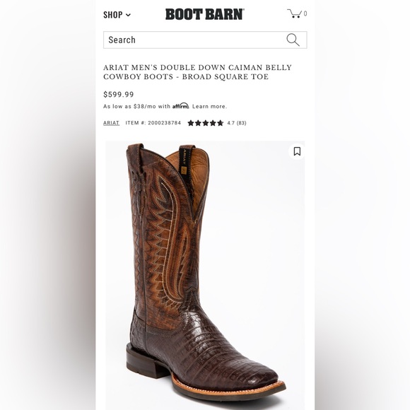 Ariat Caiman Belly Exotic Cowboy Boots